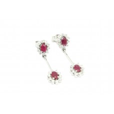 Women Dangle Stud Earrings 925 Sterling Silver Red Ruby Gem Stones & Zircons -17